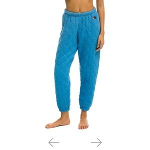Quilted Aviator Nation Sweatpants Ocean Color